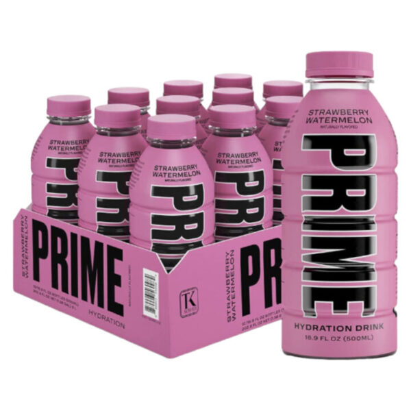 משקה אנרגיה פריים 500 מ"ל 12 יחידות Prime Hydration Sports Drink Variety Pack Pink Strawberry