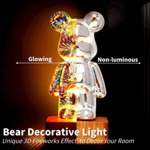 מנורת לילה זיקוקים בעיצוב דובי בחיבור USB