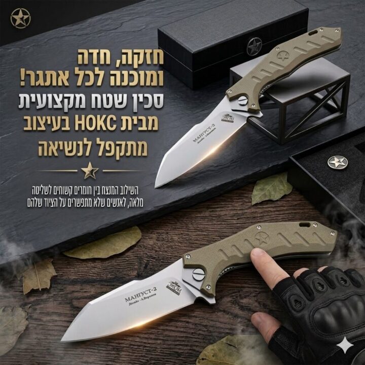 סכין הישרדות מקצועית מתקפלת פלדת אל-חלד מבית HOKC