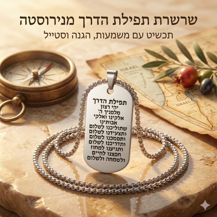שרשרת + תליון בעיצוב תפילת הדרך פלדת אל-חלד