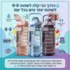 בקבוק שתייה 2 ליטר עם קש מובנה וסימון מדידה