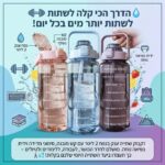 בקבוק שתייה 2 ליטר עם קש מובנה וסימון מדידה