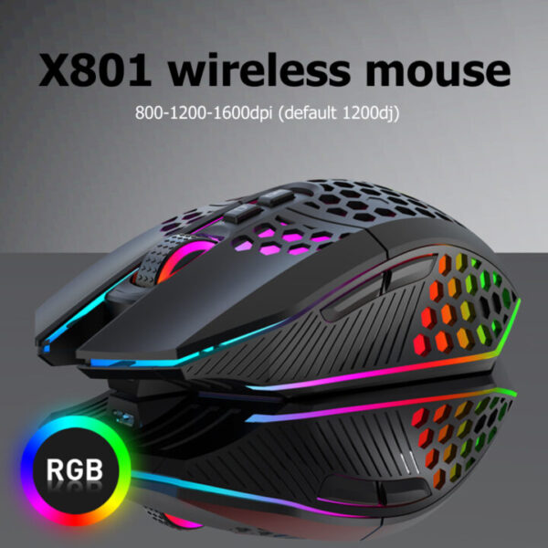 עכבר גיימינג אלחוטי נטען 2.4G 1600DPI כולל 8 מקשים ו RGB