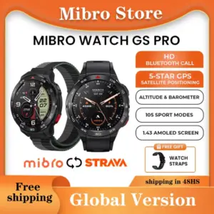שעון חכם Mibro GS Pro כולל GPS מסך AMOLED בגודל 1.43 אינץ', עמיד למים ותומך בשיחות Bluetooth