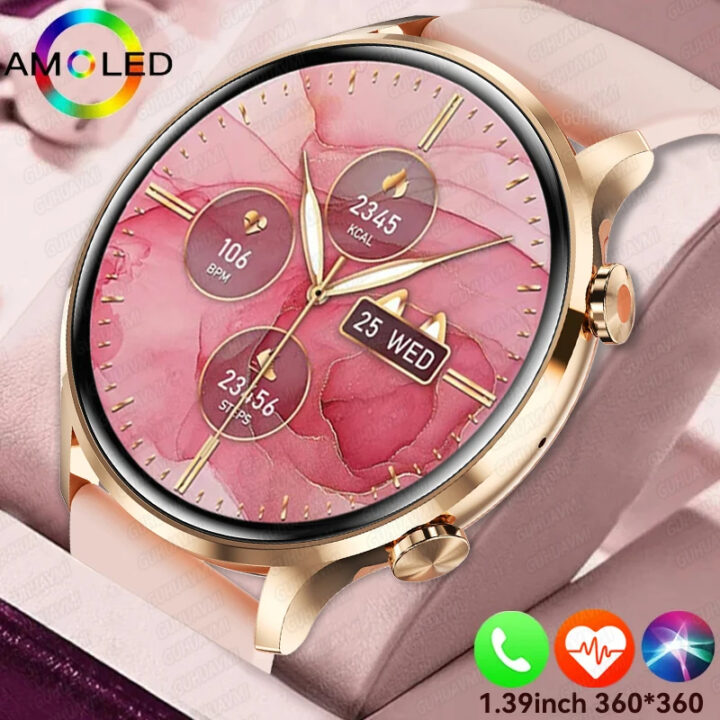 שעון חכם לנשים עמיד במים מסך AMOLED כולל NFC תמיכה בעברית וניהול שיחות